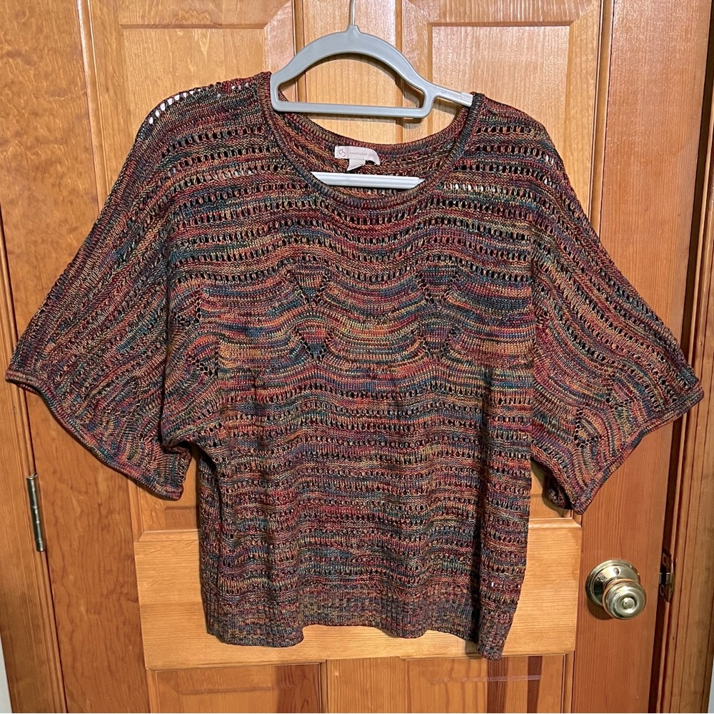 Dressbarn Mixed Stitch Knit Short Sleeved Sweater XL